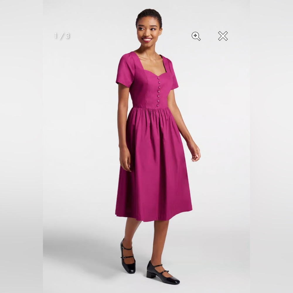 ModCloth NWT Fabulous Fit And‎ Flare Shirt Dress - Raspberry